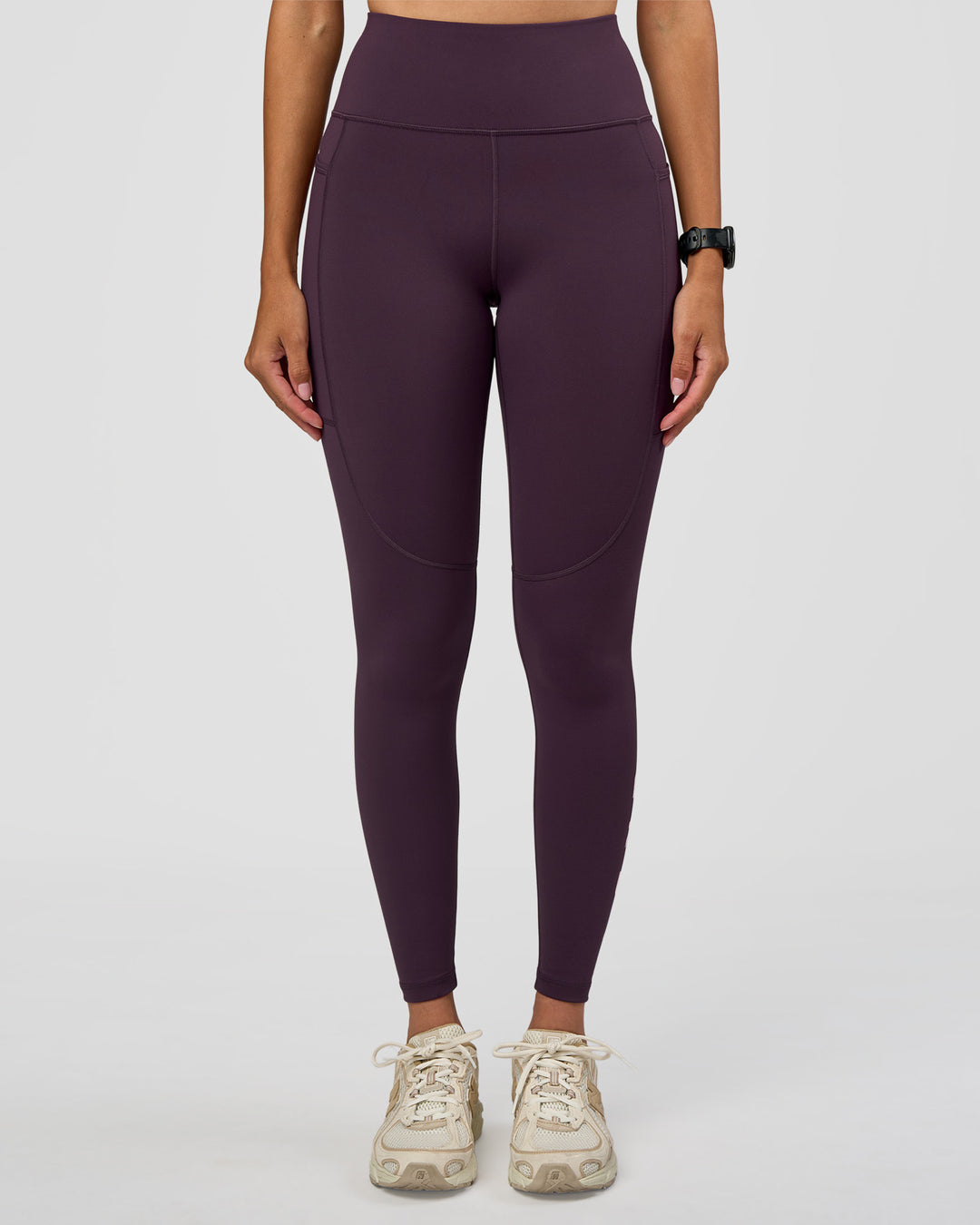 Woman wearing Rep Ultra High-Rise Full Length Legging Pockets - Midnight Plum-Marshmallow | Model:Rhiley | Size:S - view 10