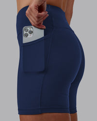 Woman wearing Rep Ultra High-Rise 6" Short Pockets No Logo - Future Navy | Model:Shae | Size:S | Thumbnail Index: 5