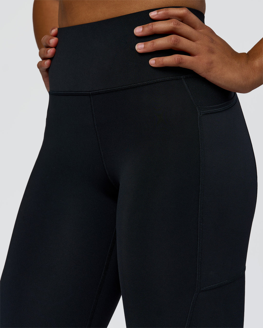 Woman wearing Rep Street Script Ultra High-Rise 7/8 Legging Pockets - Black-White | Model:Rosie | Size:S - view 6