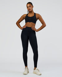Woman wearing Rep Street Script Ultra High-Rise Full Length Legging Pockets - Black-White | Model:Rosie | Size:S | Thumbnail Index: 2