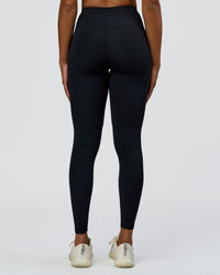 Woman wearing Rep Street Script Ultra High-Rise Full Length Legging Pockets - Black-White | Model:Rosie | Size:S | Thumbnail Index: 4