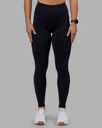 Woman wearing Rep Ultra High-Rise Full Length Legging Pockets - Black-Scarlet | Model:Keisha | Size:S | Thumbnail Index: 2