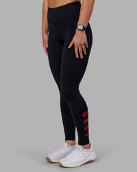 Woman wearing Rep Ultra High-Rise Full Length Legging Pockets - Black-Scarlet | Model:Keisha | Size:S | Thumbnail Index: 7