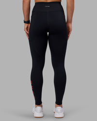 Woman wearing Rep Ultra High-Rise Full Length Legging Pockets - Black-Scarlet | Model:Keisha | Size:S | Thumbnail Index: 4