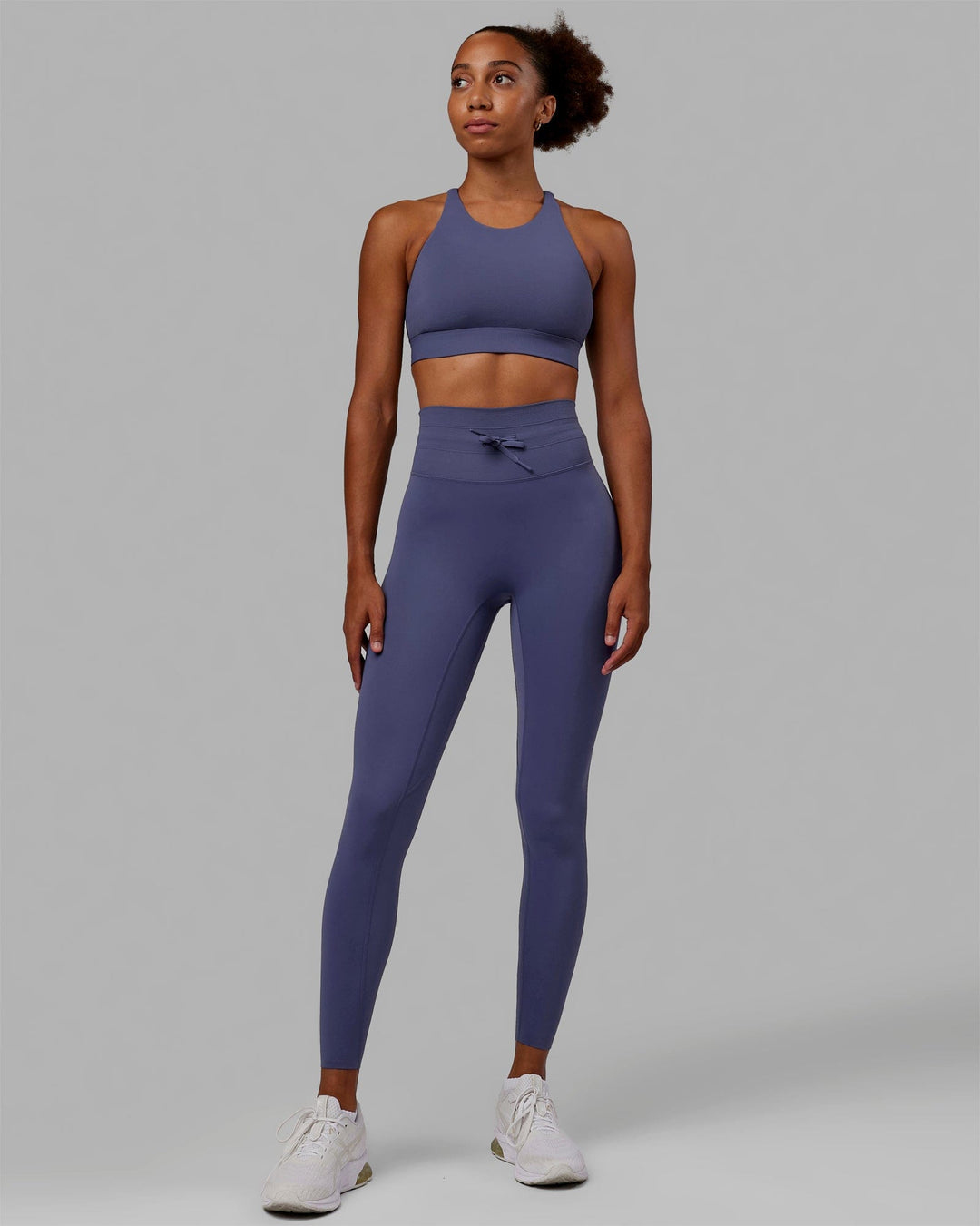 Woman wearing Resistance Ribbed Sports Bra - Future Dusk - view 6