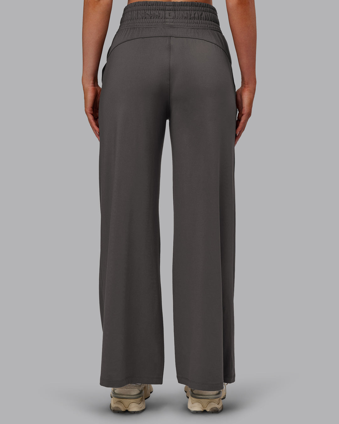 Woman wearing Restore CloudFLX Wide Leg Pant - Dark Storm | Model:Paris | Size:S - view 4