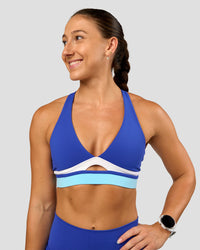 Woman wearing Revitalise Flash Sports Bra - Electric Indigo-Multi | Model:Summer | Size:S | Thumbnail Index: 3