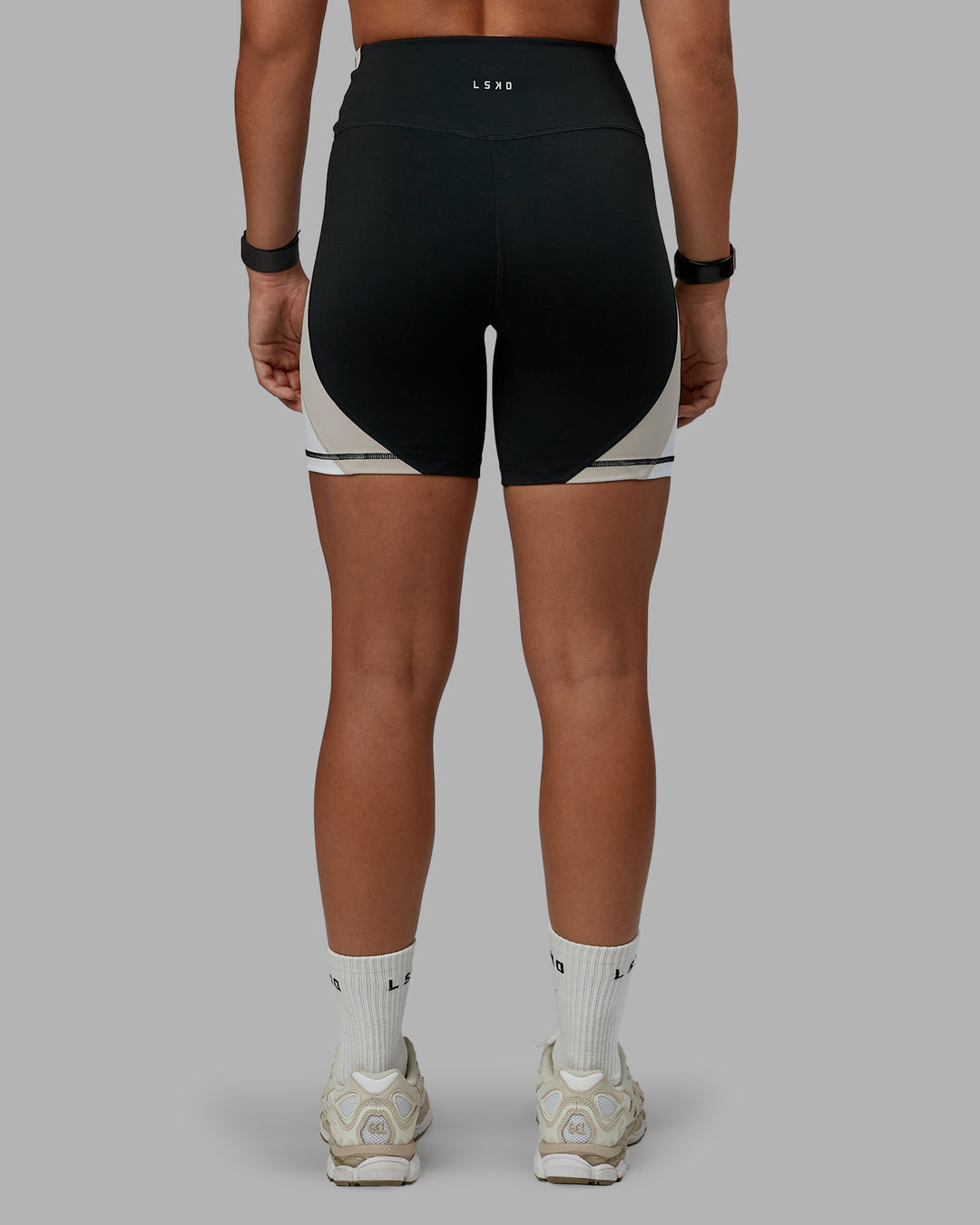 Woman wearing Revitalise Ultra High-Rise 6" Short - Black-Multi | Model:Tylah | Size:S - view 4