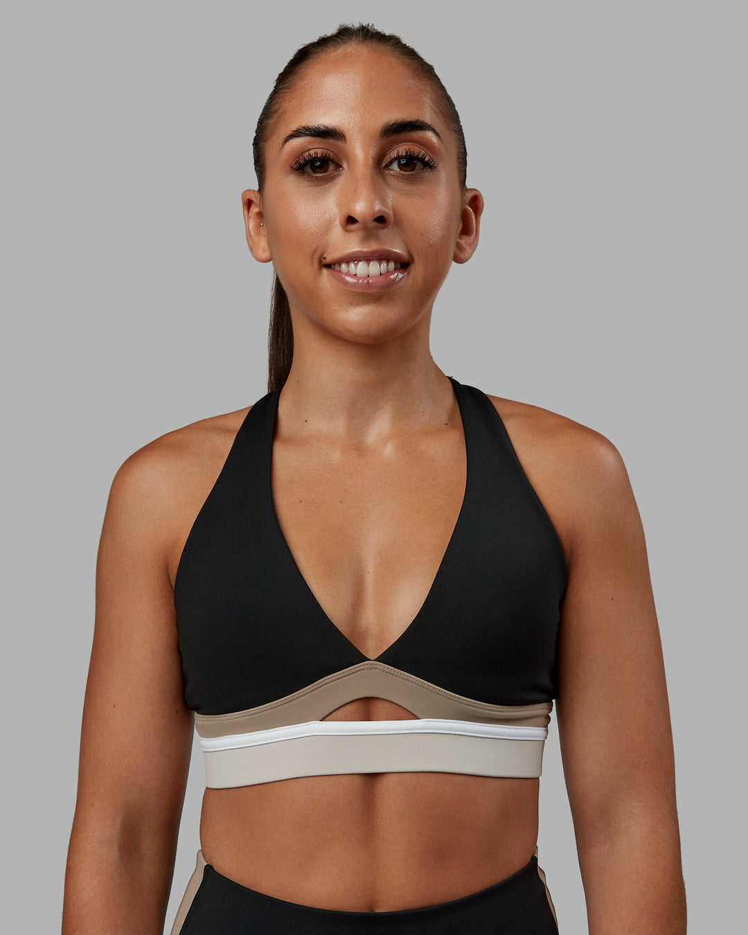 Woman wearing Revitalise Sports Bra - Black-Multi | Model:Tylah | Size:S - view 4