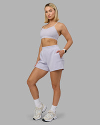 Woman wearing Rush Sports Bra - Lilac Smoke | Model:Halle | Size:S | Thumbnail Index: 4