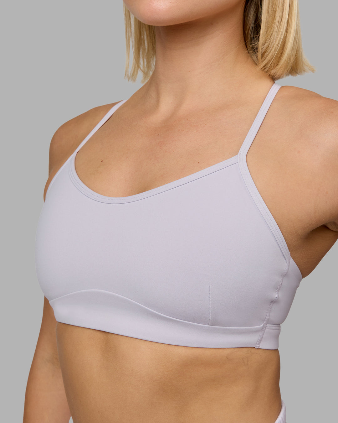 Woman wearing Rush Sports Bra - Lilac Smoke | Model:Halle | Size:S - view 4
