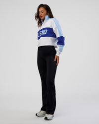 Woman wearing Slam Quarter Zip Sweater - White-Electric Indigo | Model:Kirstyn | Size:S | Thumbnail Index: 5