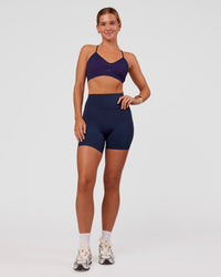 Woman wearing Spark Seamless Ribbed Sports Bra - Future Navy-Ultra Fuchsia | Model:Amity | Size:S | Thumbnail Index: 5
