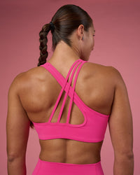 Woman wearing Stamina Rise Sports Bra - Ultra Pink | Model:Hannah | Size:S | Thumbnail Index: 4