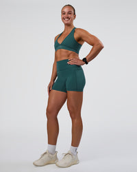 Woman wearing Stamina Sports Bra - Transformative Teal | Model:Sav | Size:S | Thumbnail Index: 4