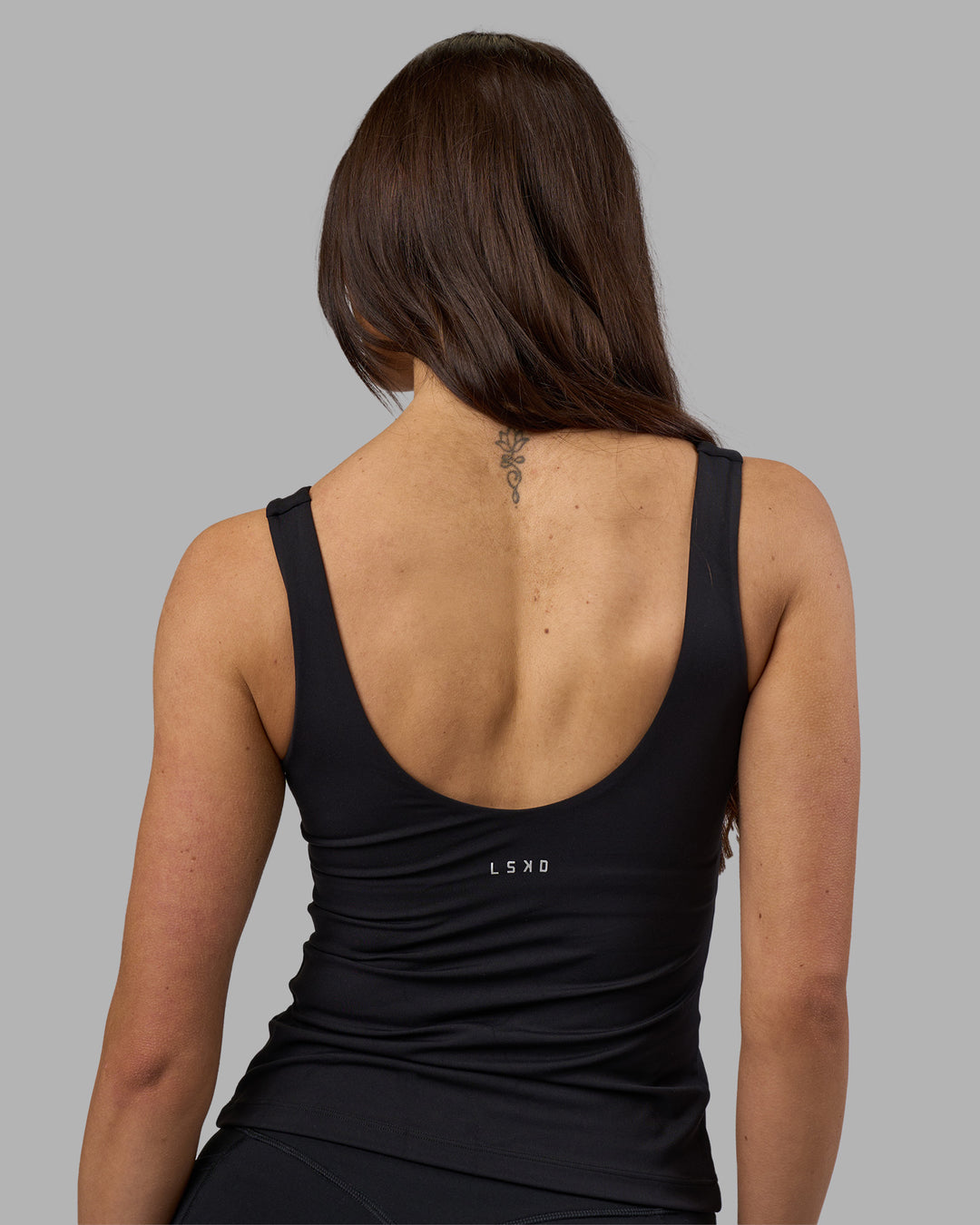 Woman wearing Staple Active Shelf Bra Tank - Black | Model:Phoebe | Size:S - view 7
