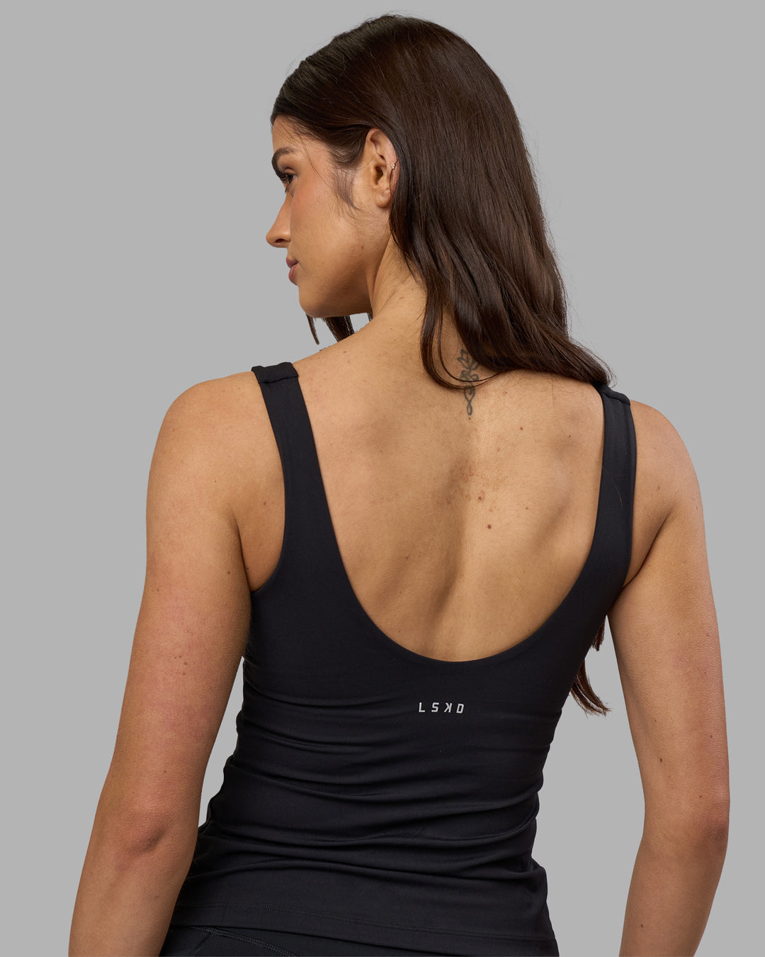 Woman wearing Staple Active Shelf Bra Tank - Black | Model:Phoebe | Size:S - view 3