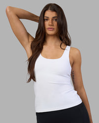 Woman wearing Staple Active Shelf Bra Tank - White | Model:Phoebe | Size:S | Thumbnail Index: 0