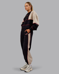 Woman wearing Stitch Up Fleece Sweat Pant - Black/Shale Beige | Model:Ella | Size:S | Thumbnail Index: 5