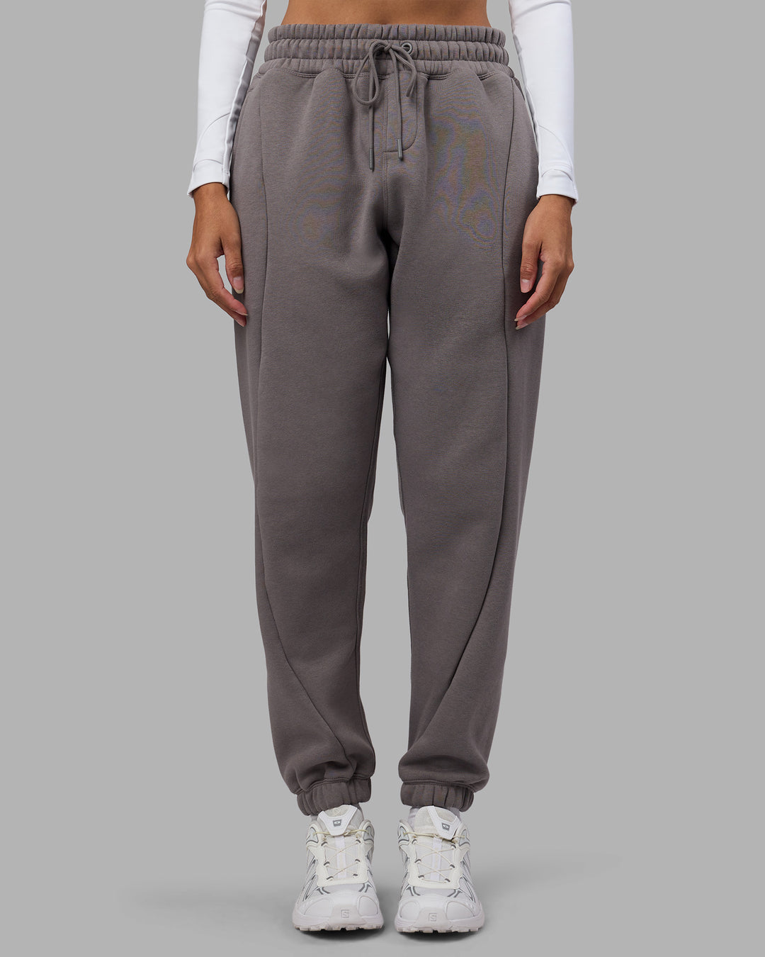 Woman wearing Stream Panel Track Pants - Storm Front | Model:Rhiley | Size:S - view 3