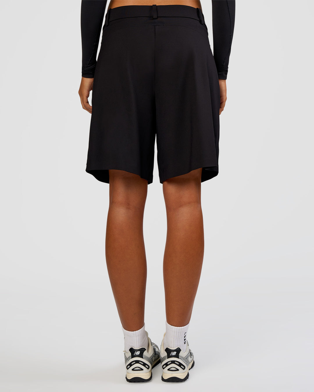 Woman wearing StretchShift Wide Leg Short - Black | Model:Ruby | Size:S - view 8