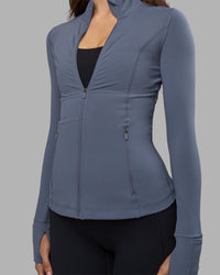 Woman wearing Stride Zip Through Jacket - Night Shadow | Model:Phoebe | Size:S | Thumbnail Index: 8