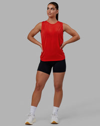 Woman wearing Swivel Open Back Tank - Infrared | Thumbnail Index: 3
