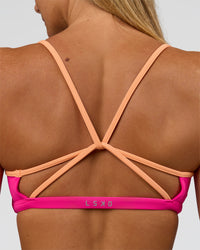 Woman wearing Tempo Sports Bra - Ultra Pink-Cantaloupe | Model:Amity | Size:S | Thumbnail Index: 5