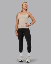 Woman wearing Transition CloudFLX Shelf Bra Tank - Shale Beige | Model:Halle | Size:S | Thumbnail Index: 2