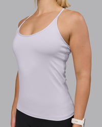 Woman wearing Transition CloudFLX Shelf Bra Tank - Soft Grey | Model:Halle | Size:S | Thumbnail Index: 4