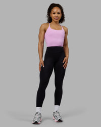 Woman wearing Twist Shelf Bra Tank - Pastel Orchid | Thumbnail Index: 7