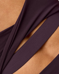 Woman wearing Twist Sports Bra D/DD/E - Midnight Plum | Model:Rhiley | Size:S | Thumbnail Index: 2