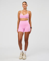 Woman wearing Unbreakable Ultra High-Rise 4" Short - Pink Rose-White | Model:Rhiley | Size:S | Thumbnail Index: 8