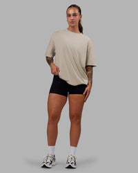 Woman wearing Set The Standard Washed FLXCotton Oversized Tee - Shale Beige | Size:S | Thumbnail Index: 5