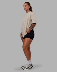 Woman wearing Set The Standard Washed FLXCotton Oversized Tee - Shale Beige | Size:S | Thumbnail Index: 9