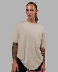 Woman wearing Set The Standard Washed FLXCotton Oversized Tee - Shale Beige | Size:S | Thumbnail Index: 3
