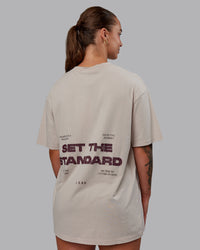 Woman wearing Set The Standard Washed FLXCotton Oversized Tee - Shale Beige | Size:S | Thumbnail Index: 1