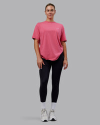 Woman wearing Unisex Washed Empower Tee Oversize - Berry Pink-Pastel Orchid | Thumbnail Index: 11