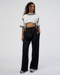 Woman wearing Urban Blur Heavyweight Unisex Oversized Tee - White-Black | Model:Jordan | Size:S | Thumbnail Index: 4