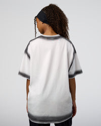 Woman wearing Urban Blur Heavyweight Unisex Oversized Tee - White-Black | Model:Jordan | Size:S | Thumbnail Index: 8