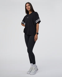 Woman wearing Victory FLXCotton Oversized Tee - Black-White | Model:Rhiley | Size:S | Thumbnail Index: 2
