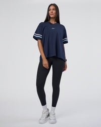 Woman wearing Victory FLXCotton Oversized Tee - Future Navy-Glacial Blue | Model:Rhiley | Size:S | Thumbnail Index: 2