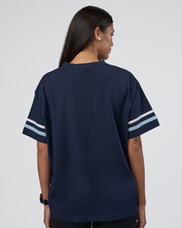 Woman wearing Victory FLXCotton Oversized Tee - Future Navy-Glacial Blue | Model:Rhiley | Size:S | Thumbnail Index: 3