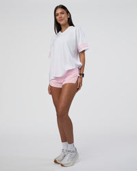 Woman wearing Victory FLXCotton Oversized Tee - White-Marshmallow | Model:Rhiley | Size:S | Thumbnail Index: 1