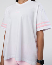 Woman wearing Victory FLXCotton Oversized Tee - White-Marshmallow | Model:Rhiley | Size:S | Thumbnail Index: 5