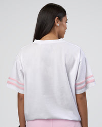 Woman wearing Victory FLXCotton Oversized Tee - White-Marshmallow | Model:Rhiley | Size:S | Thumbnail Index: 3