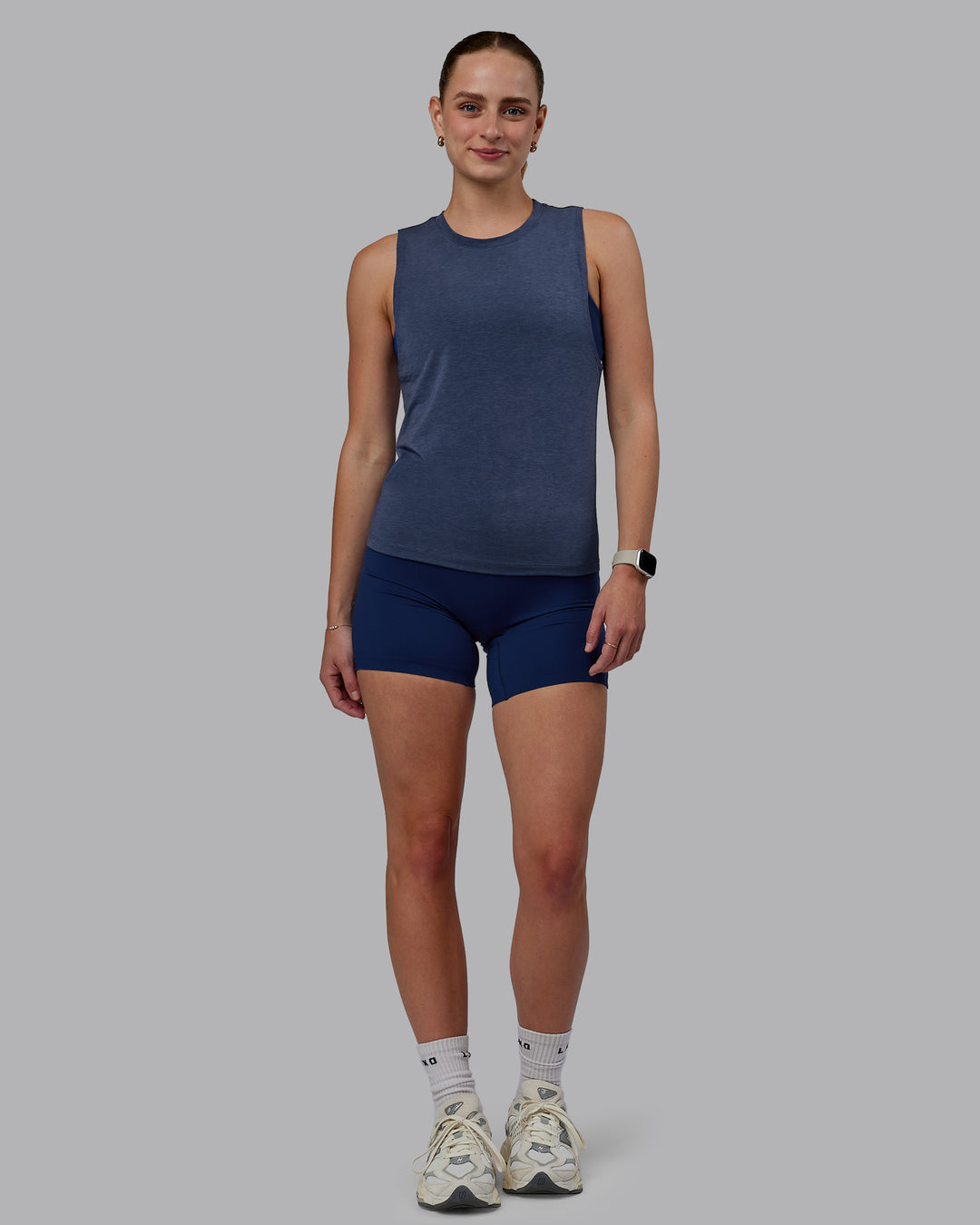 Woman wearing Vital Training Tank - Midnight Blue - view 5