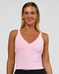Woman wearing Vitality Active Tank - Marshmallow | Model:Amity | Size:S | Thumbnail Index: 0