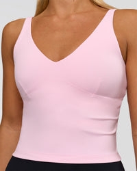 Woman wearing Vitality Active Tank - Marshmallow | Model:Amity | Size:S | Thumbnail Index: 3