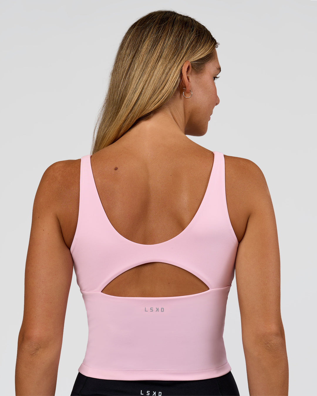 Woman wearing Vitality Active Tank - Marshmallow | Model:Amity | Size:S - view 2
